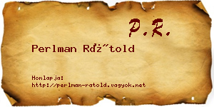 Perlman Rátold névjegykártya